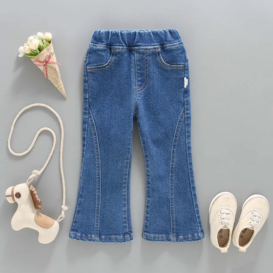 Pantalones vaqueros de color liso para niñas, estilo casual, para primavera y otoño, de 1 a 6 años.