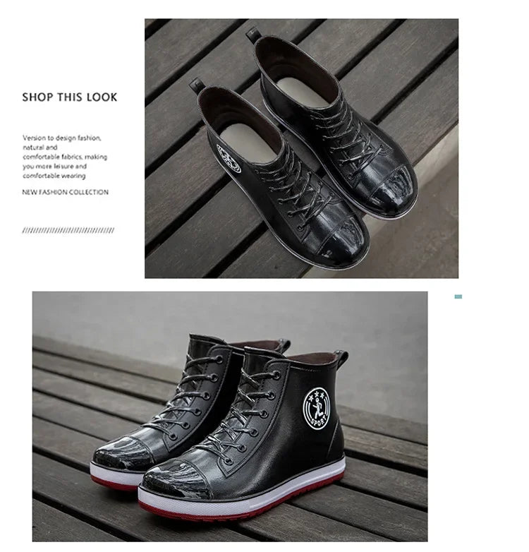 Women's Rain Boots Fashion Warm Cotton RubberShoes Ankle Rain Shoes for Women Waterproof Garden Galoshes Botas Lluvia Mujer