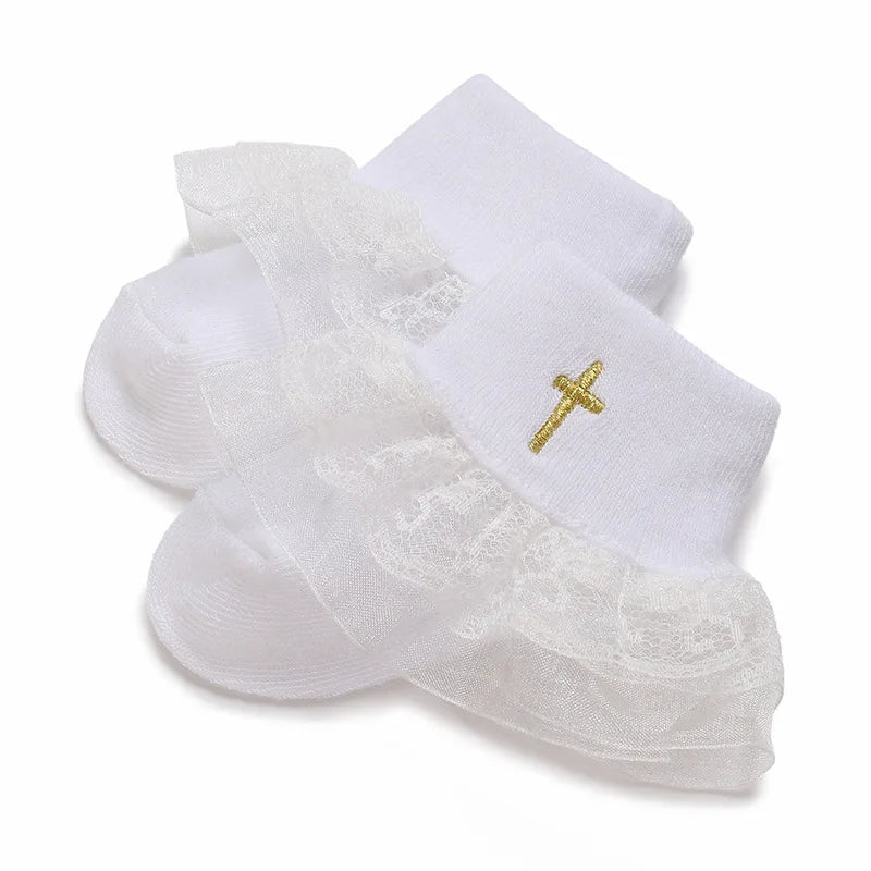 0-2 Years Old Boys and Girls Short Socks Soft Cotton Baby Socks Newborn White Baptism Infant Daily Kindergarten Wear
