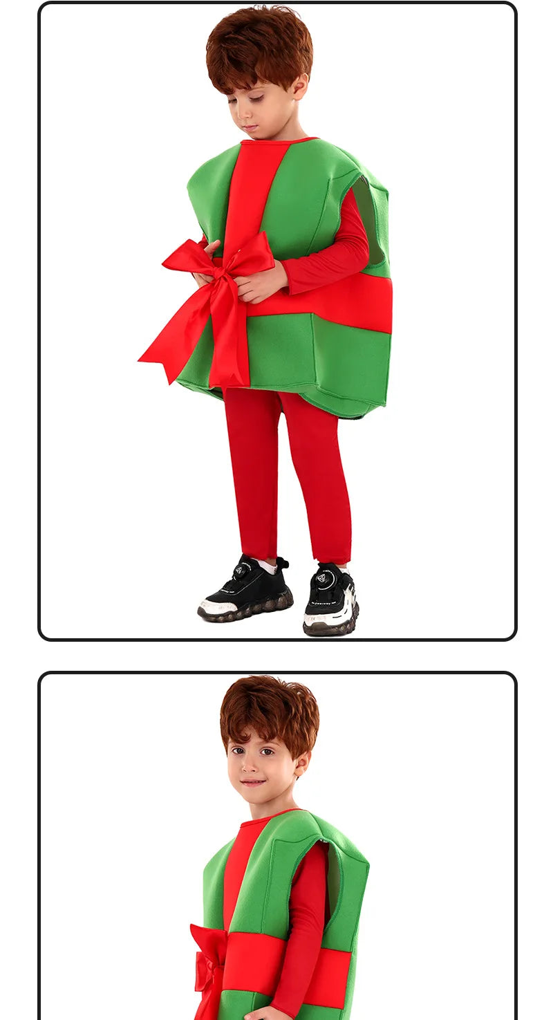 Children's Christmas Performance Costumes: Santa Claus & Gift Box Styles for Holiday Parties & Shows