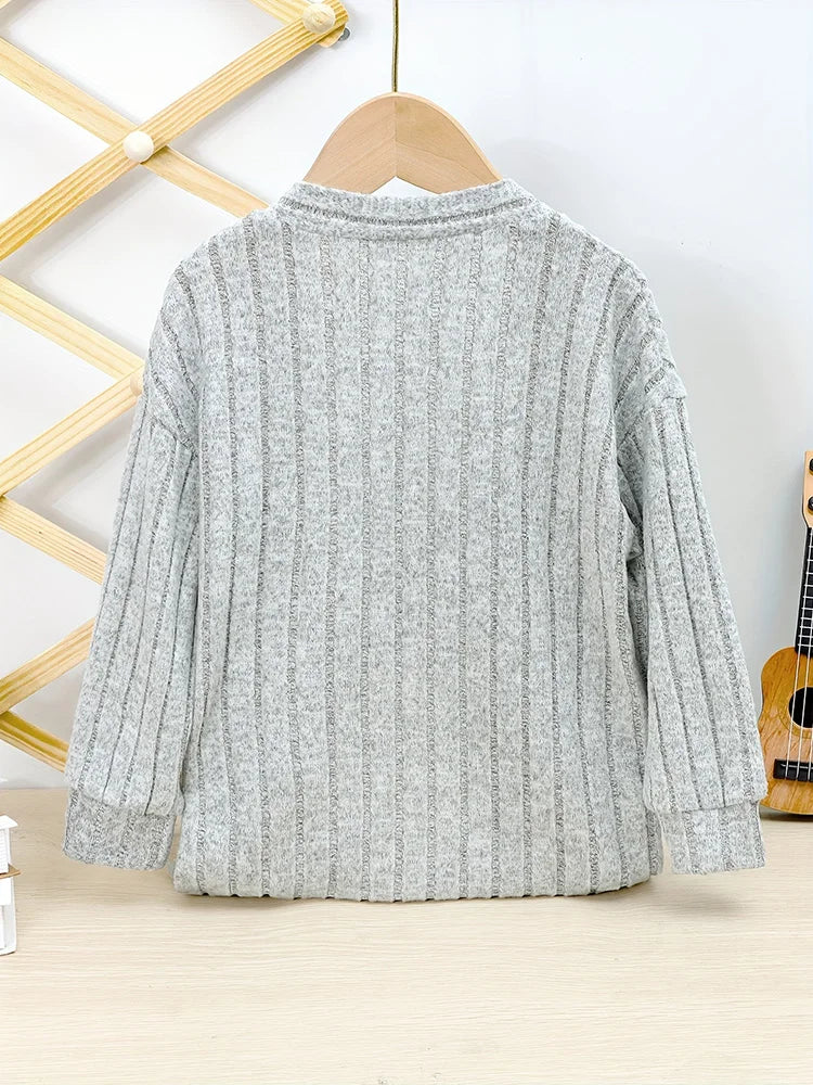 Girls Solid Color Casual Outing Knitted Cardigan Children's Spring and Autumn Simple Versatile Jacket