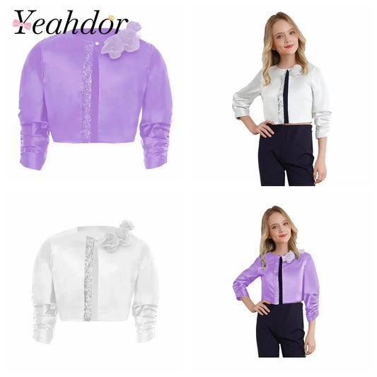 Girls Party Bolero Coats Short Jackets Prom Banquet Communion Jacket Birthday Gift Wedding Wrap Outerwear Flower Girl Clothes