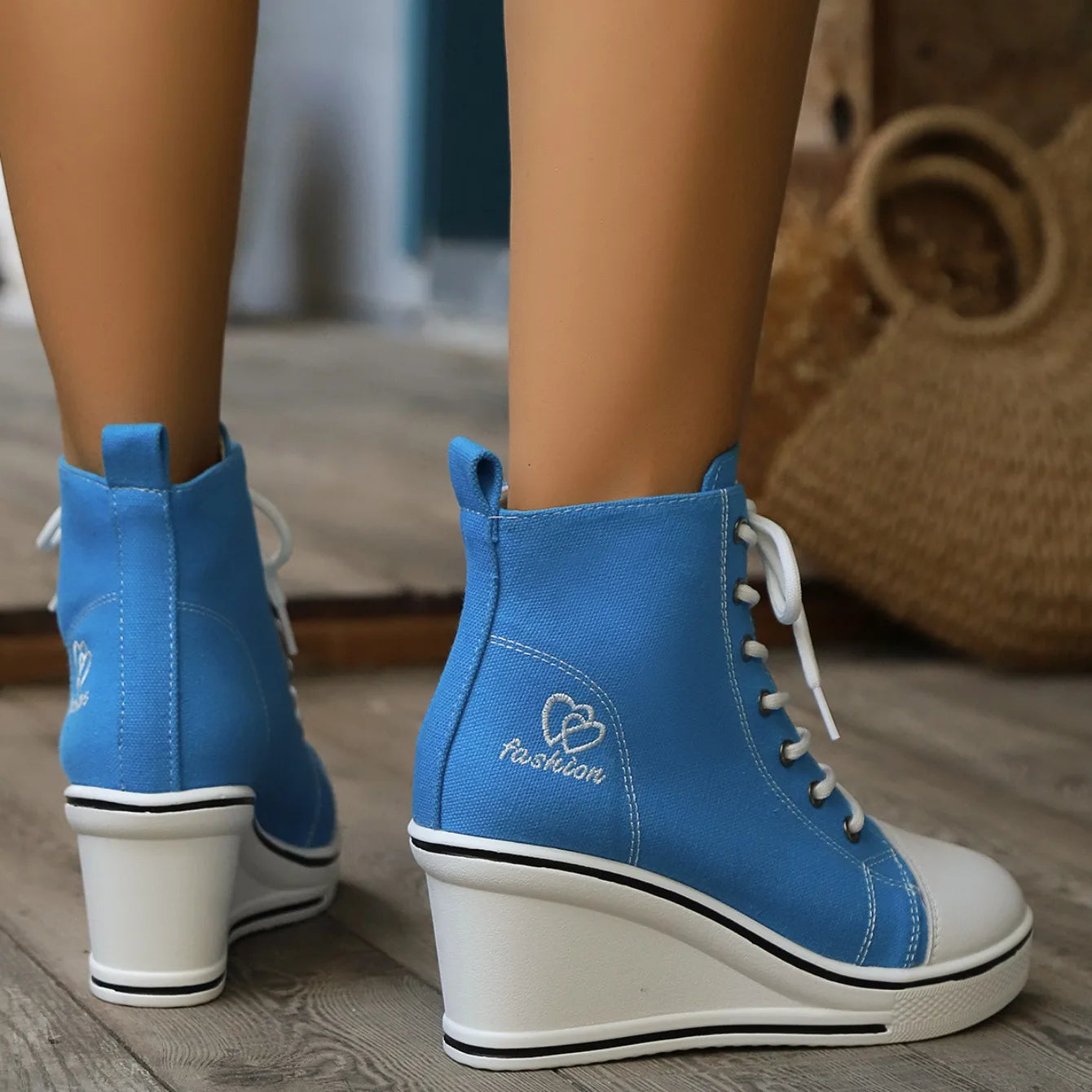 Botines de mujer de suela gruesa con cuña y lona, estilo nuevo, sencillos, informales, a la moda, para caminar en invierno, clásicos.