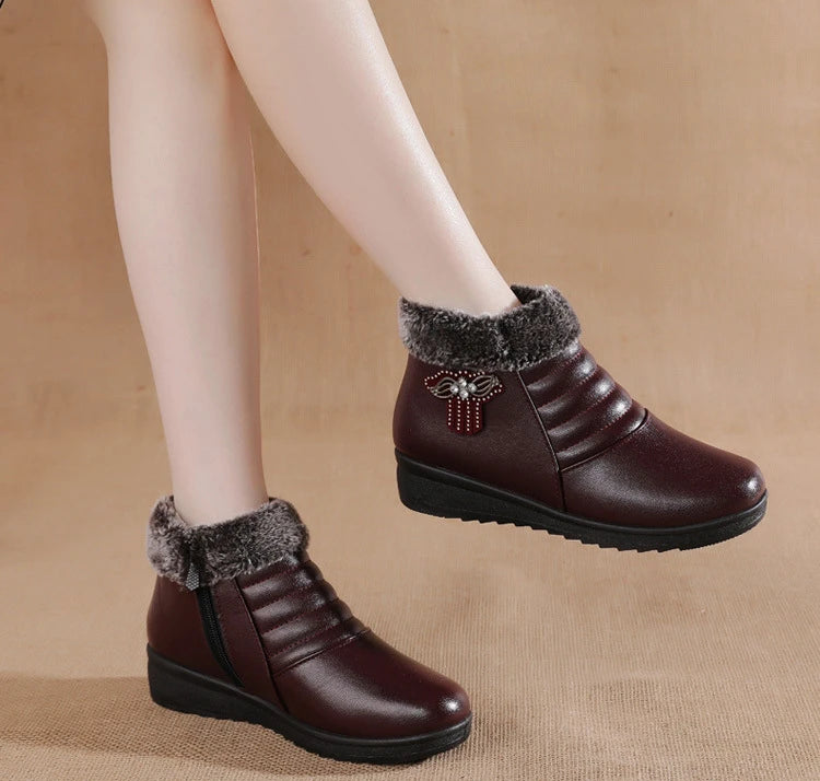 Nuevas botas de invierno para mujer, botines gruesos de felpa para mujer, con cremallera, cómodas botas de nieve para exteriores, zapatos de algodón a la moda, botas De Mujer