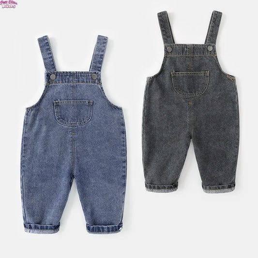 Monos vaqueros de algodón para niños pequeños de 0 a 5 años, con tirantes ajustables, holgados, informales, para primavera y otoño