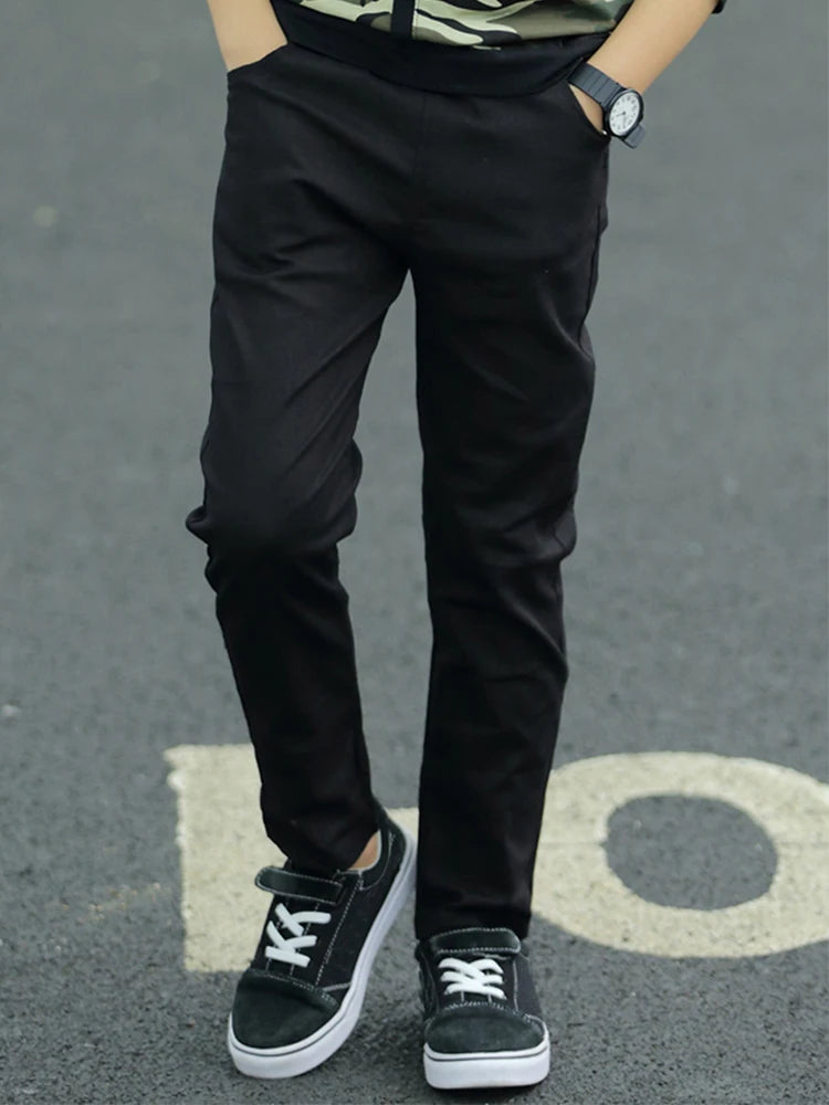 Pantalons pour enfants garçons mode décontractée, pantalon de costume slim noir