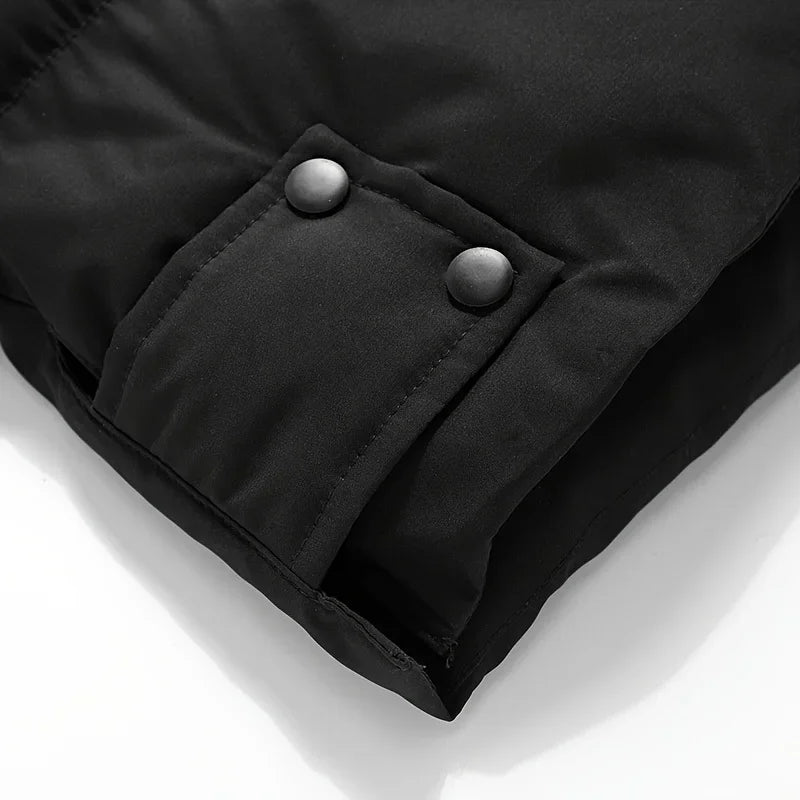 2024 Warm Hooded Mid-length Jacket Mens Casual Zip Up Cotton Padded Jacket Overcoat Autumn Winter Windbreaker Coats Men Clothing