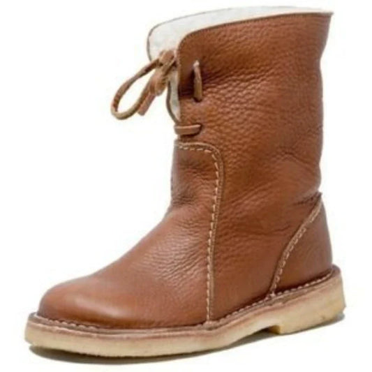 Women's Winter Boots New PU Leather Women Boots Comfortable Flat Fleece Warm Shoes Women's Ankle Boots Female Footwear