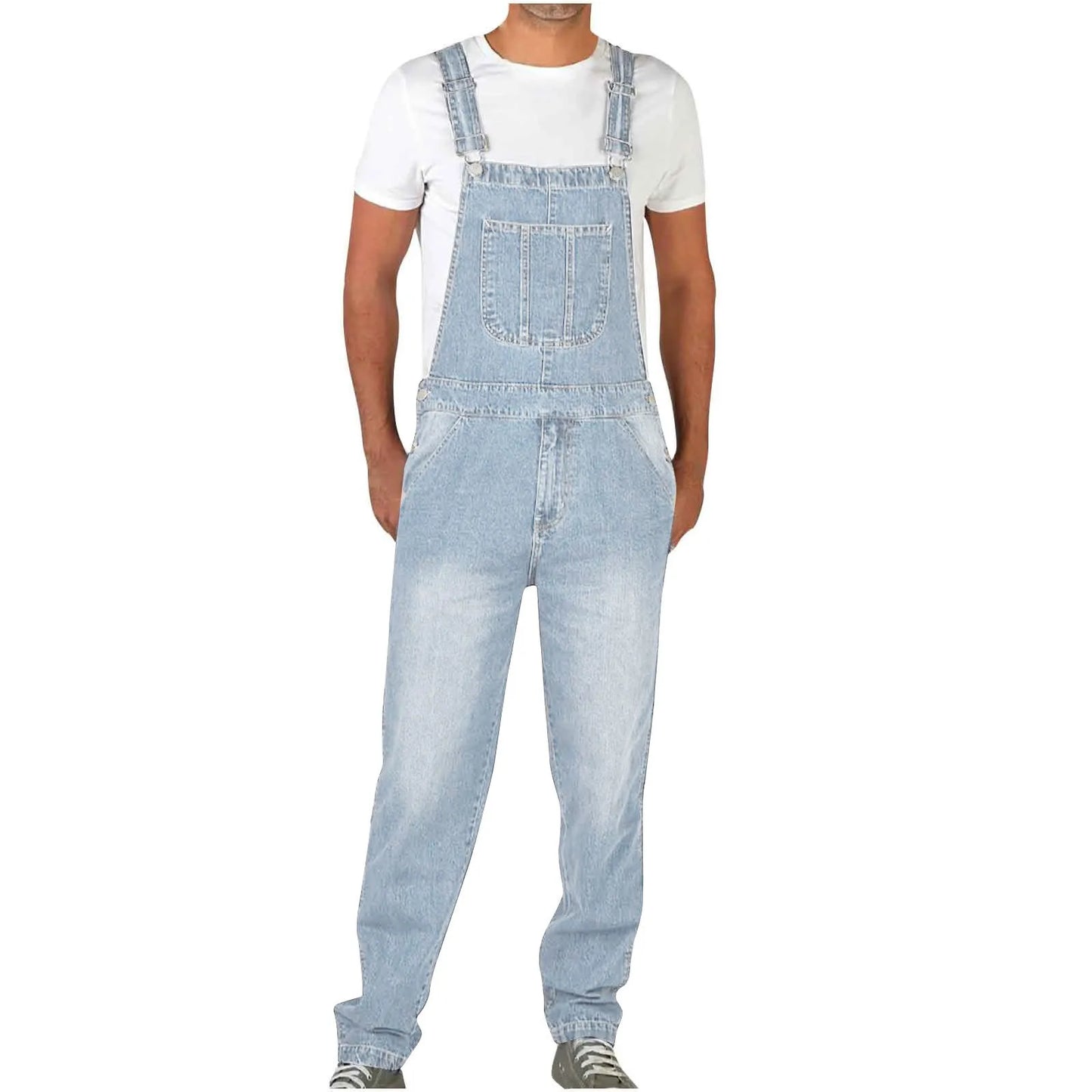 2025 Mens Jeans Overalls Men Pockets Slim Long Denim Pants Cotton Splice Straight Rompers Summer Plus Size Long Jeans Men
