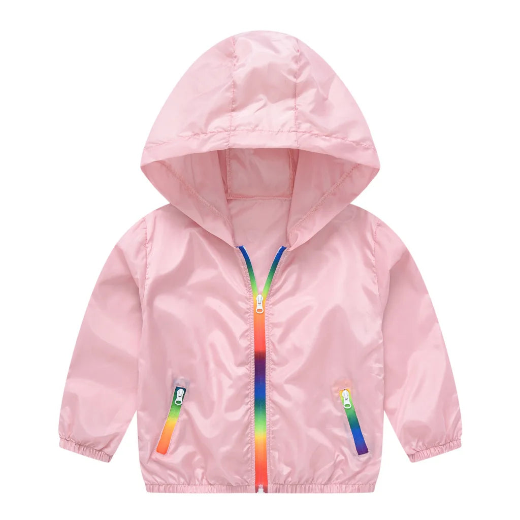 Children's Summer Thin Sun-protective Jacket Boys Girls Breathable Hooded Zipper Solid Lightweight Coat Jackets Clothing