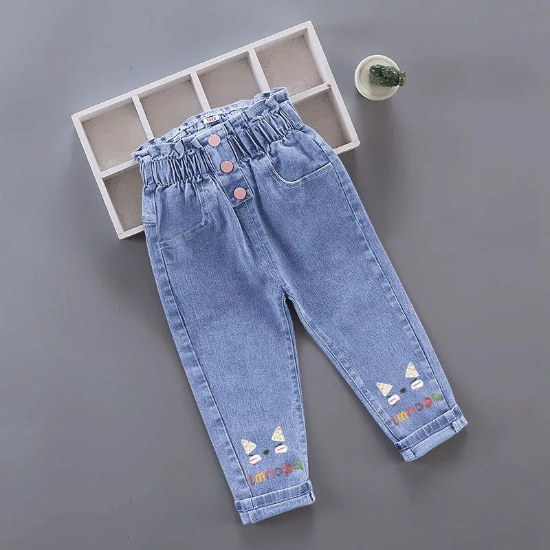 Pantalons pour filles, vêtements pour enfants, jeans pour enfants, pantalons en denim de cow-boy, vêtements de mode printemps-automne, streetwear décontractés, Harajuku