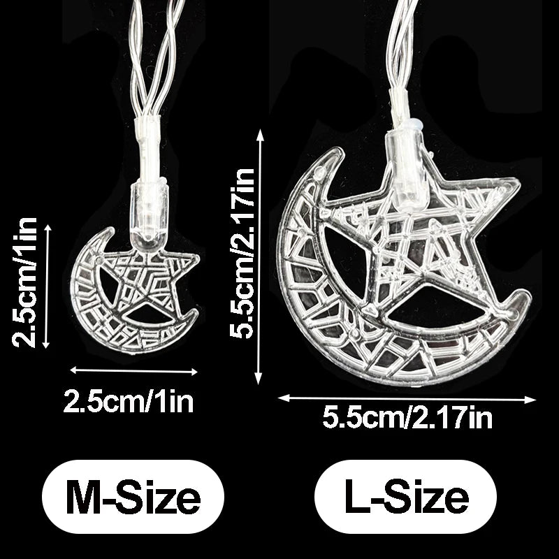 Guirnalda de luces navideñas de 1 a 10 metros con forma de copos de nieve, estrellas y lunas, ideal para fiestas navideñas, decoración del árbol, jardín y hogar.