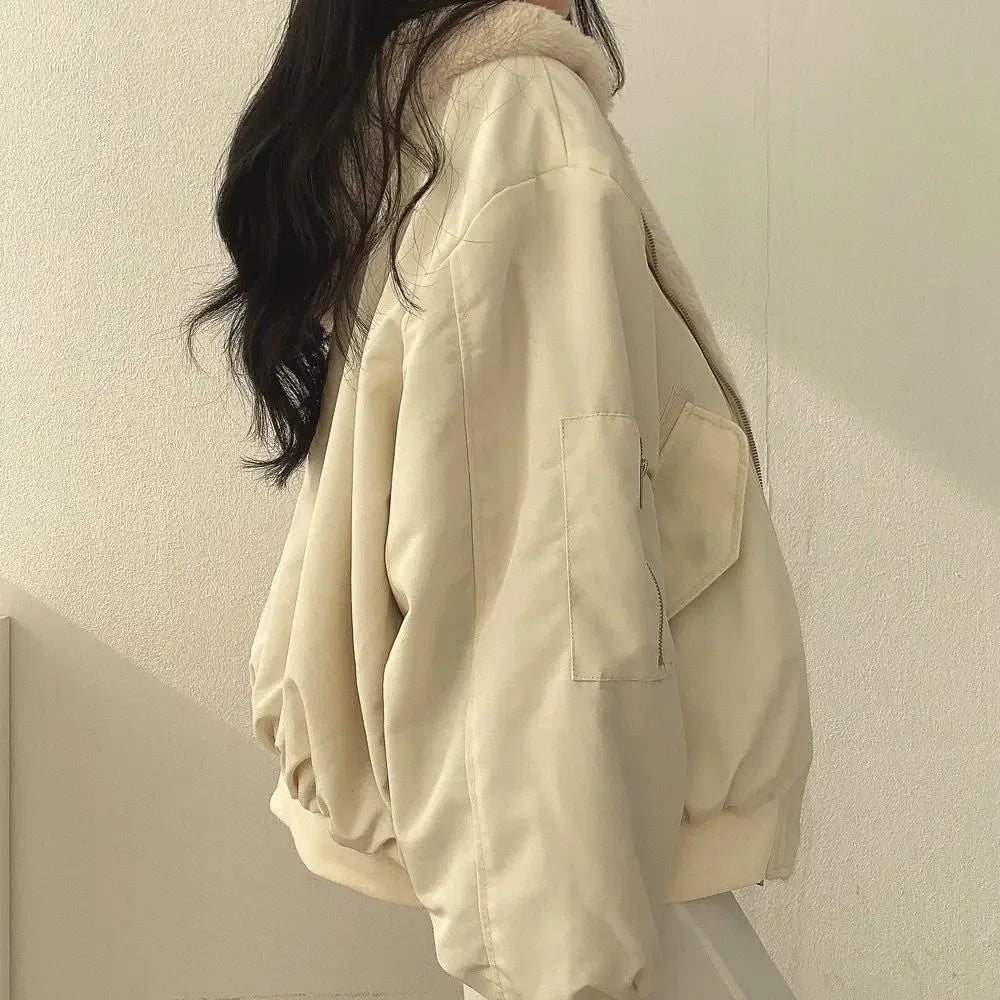 2024 Autumn Thicken Parkas Women Casual Hooded Jacket Winter Comfortable Double-Layer Korean Style Simple Solid Warm Cute Coats
