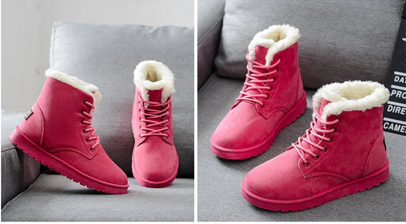 New Fashion Women Boots Winter Snow Boots Female Boots Warm Lace Flat with Women Shoes Tide Shoes Hot Sale 35-40