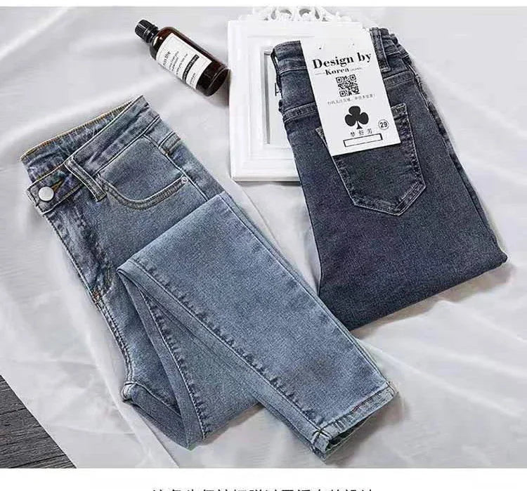 High Waist Jeans Denim Women Spring and Summer  New Outer Wear Thickening Tight Elastic All-match Pencil Pants