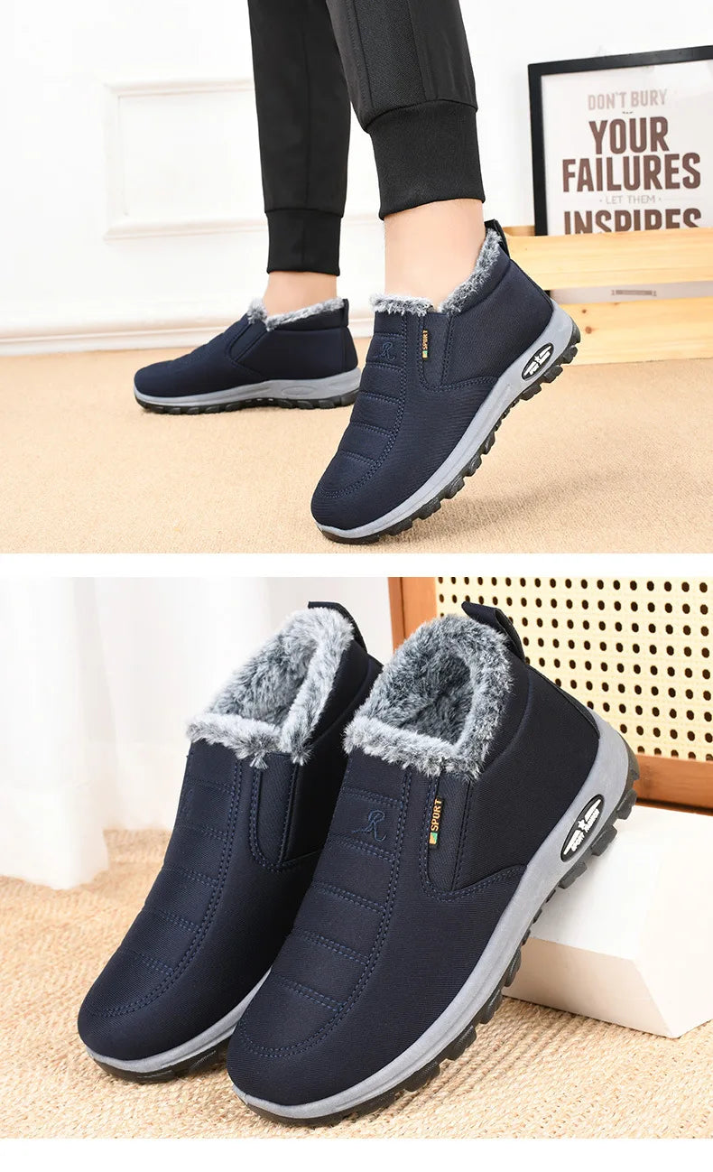 Winter Snow Boots Men Casual Slip on Ankle Boots Warm Fur Comfortable Sneakers Non-slip Botas Men Shoes Zapatos Hombre2024