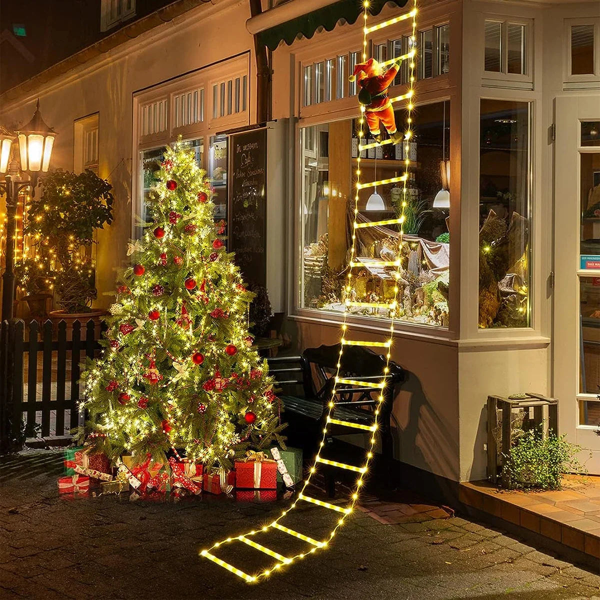 3M Santa Claus Climbing Ladder Outdoor Christmas Decoration Home Garden Cristmas Tree Ornement New Year Gift Xmas Tree Decor