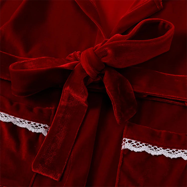 Christmas Baby Boy Girl Red Pajamas Sets For New Year Velvet Kids Family Match Pyjamas Bathrobe Outfits Children Pjs Homewear