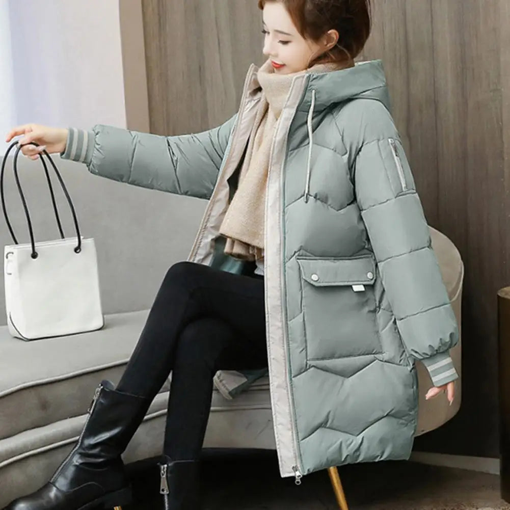2025 New Women Long Down Cotton Jacket Korean Loose Cotton Coat Winter Thicken Warm Women Parkas Winter Female Hooded Coat
