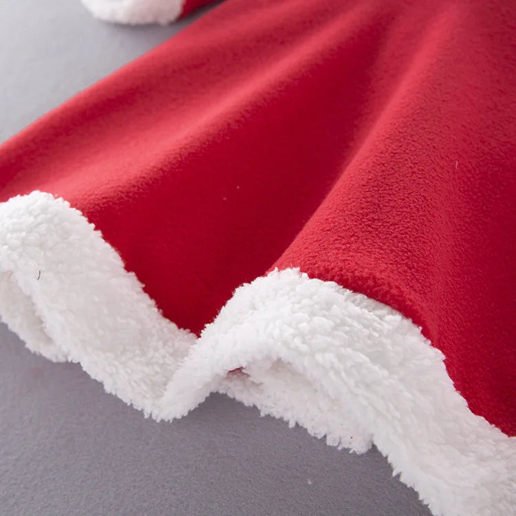 Ensemble robe à manches longues, châle et bonnet de Père Noël pour fille, idéal pour le Nouvel An et les fêtes de Noël. Vêtements rouges pour le carnaval et le carnaval.