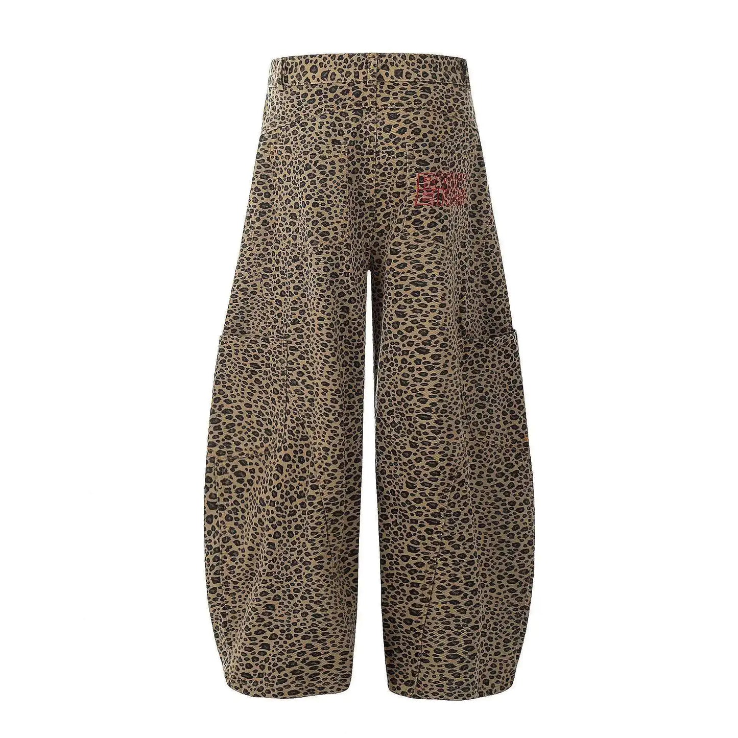 PFNW - Vaqueros caqui con estampado de leopardo para hombre y mujer, holgados, informales, de pierna ancha, primavera 2025, 28W6288