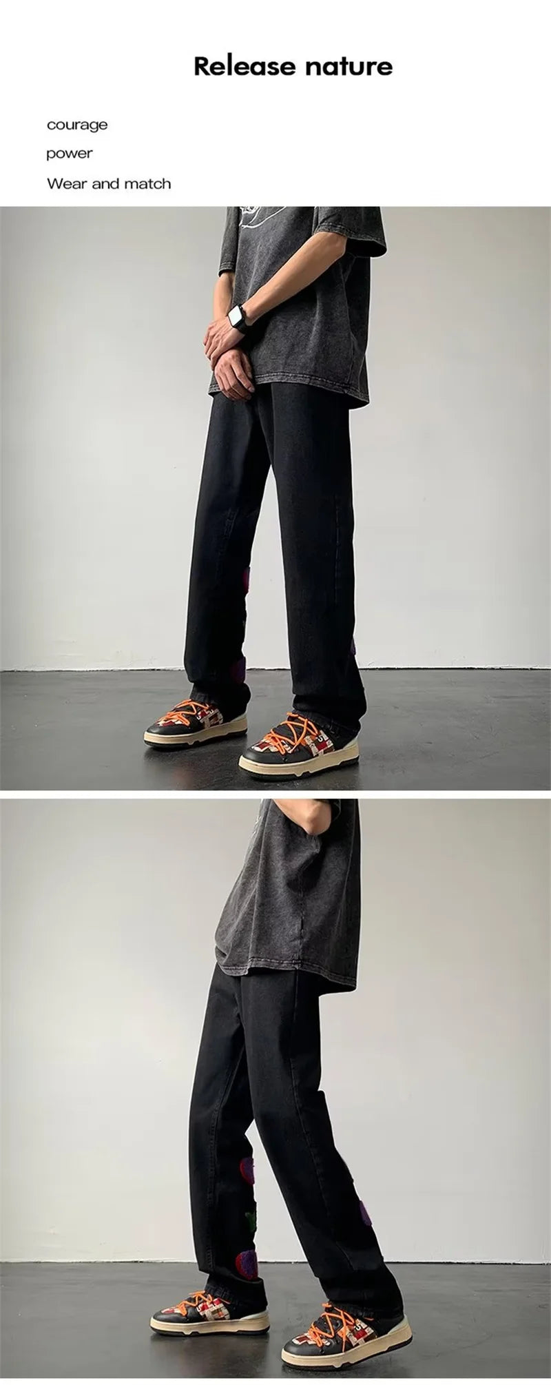 2025 New Goth Graffiti Embroidered Jeans Men High Street Harajuku Fashion Denim Trousers Hip Hop Y2K Vintage Jean pantalones