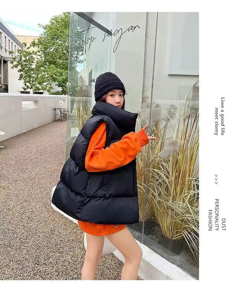 Autumn Winter Lightweight Sustans Vest for Women Korean Style Loose Jacket Fashion Girl Solid Sleeveless Parkas Winter Warm Vest