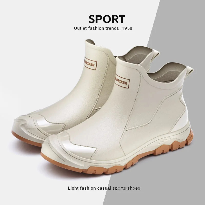 Botas de lluvia para hombre, ideales para primavera y otoño. Botas de goma resistentes e impermeables. Botas de lluvia de invierno con forro polar para hombre. Tallas grandes. Calzado de protección laboral.