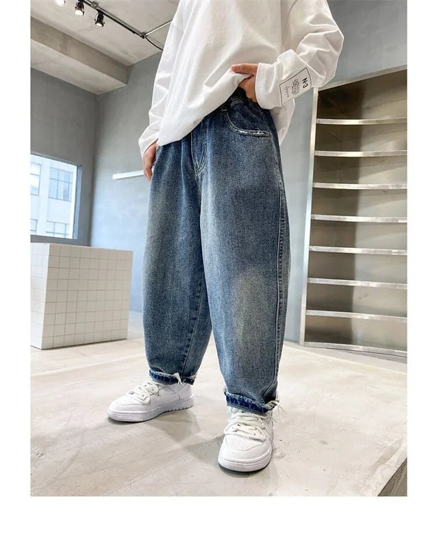 Pantalones vaqueros largos para niños, algodón, primavera otoño 2024, para bebés, adolescentes, ropa de abrigo de alta calidad.