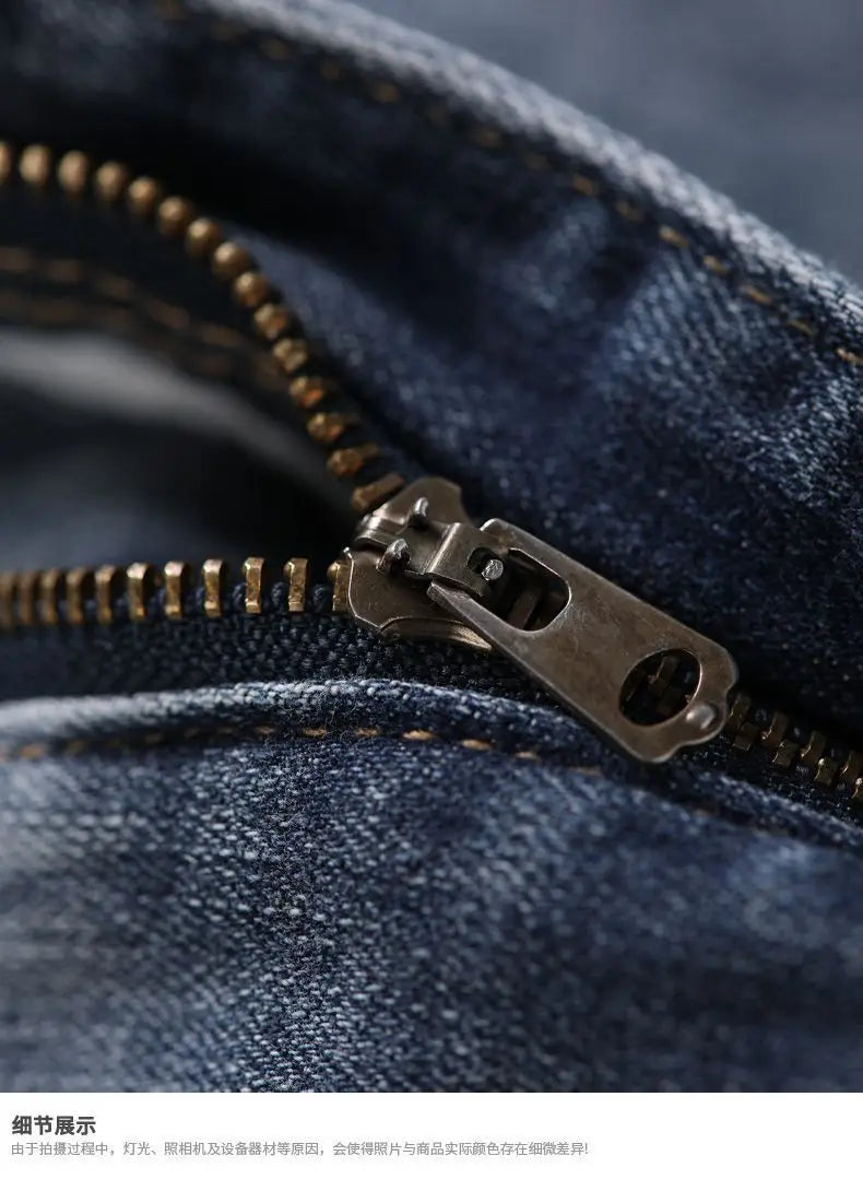 Jeans en denim de luxe pour hommes, style coréen, avec ceinture élastique et cordon de serrage, pour l'automne délavé, décontractés et extensibles