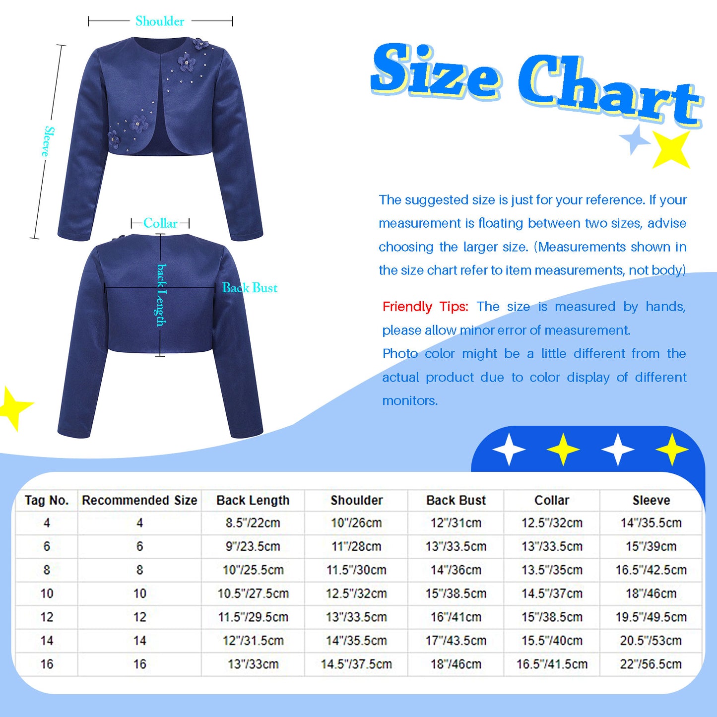 Kids Girls Satin Bolero Jackets Rhinestone Flower Elegant Cardigan Long Sleeve Open Front Shrug Cape Wedding Party Dress Outwear