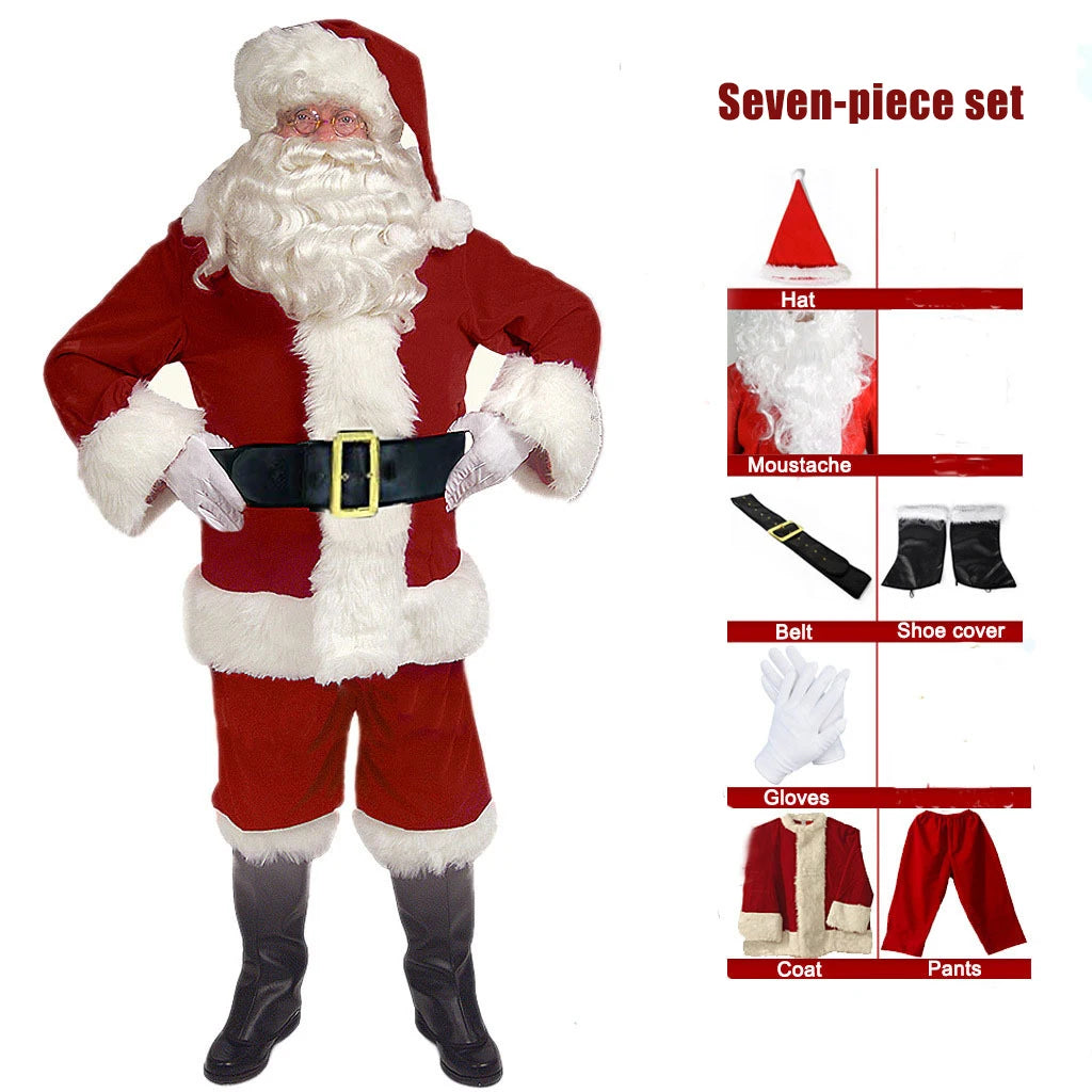 Costume de Père Noël pour homme adulte en velours doré, costume de Père Noël pour Halloween, cosplay anime