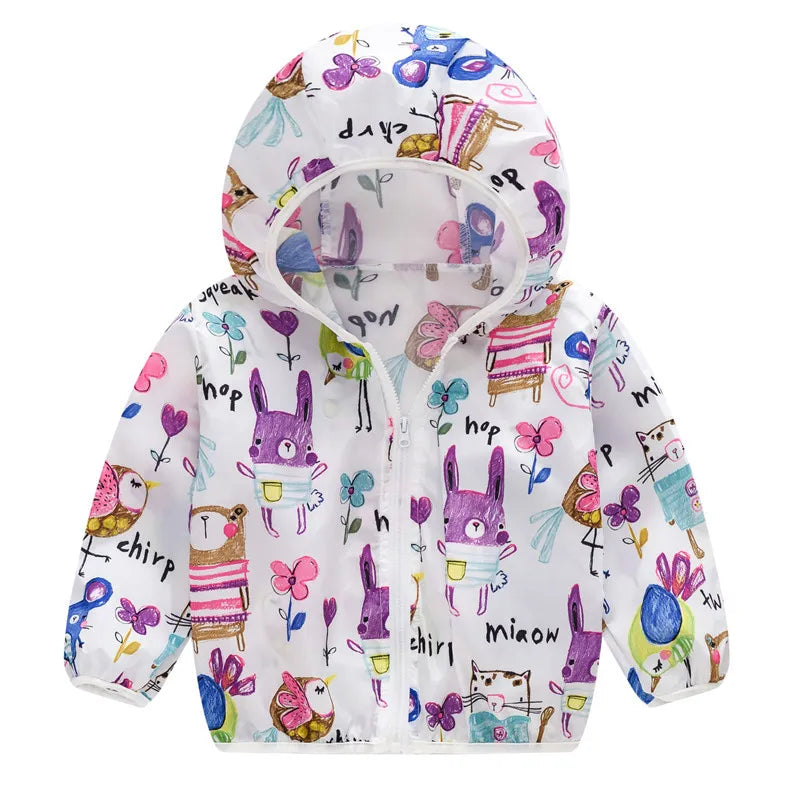 New Boys Sun Protective Jacket Thin Style Spring Summer Little Princess Coat Hooded Zipper Baby Outerwear Children's Clothing