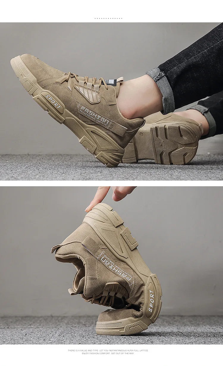 Baskets homme imperméables, bottes de travail, chaussures de travail à semelle épaisse en peluche, résistantes au froid, à lacets, antidérapantes, en coton, nouveauté 2025