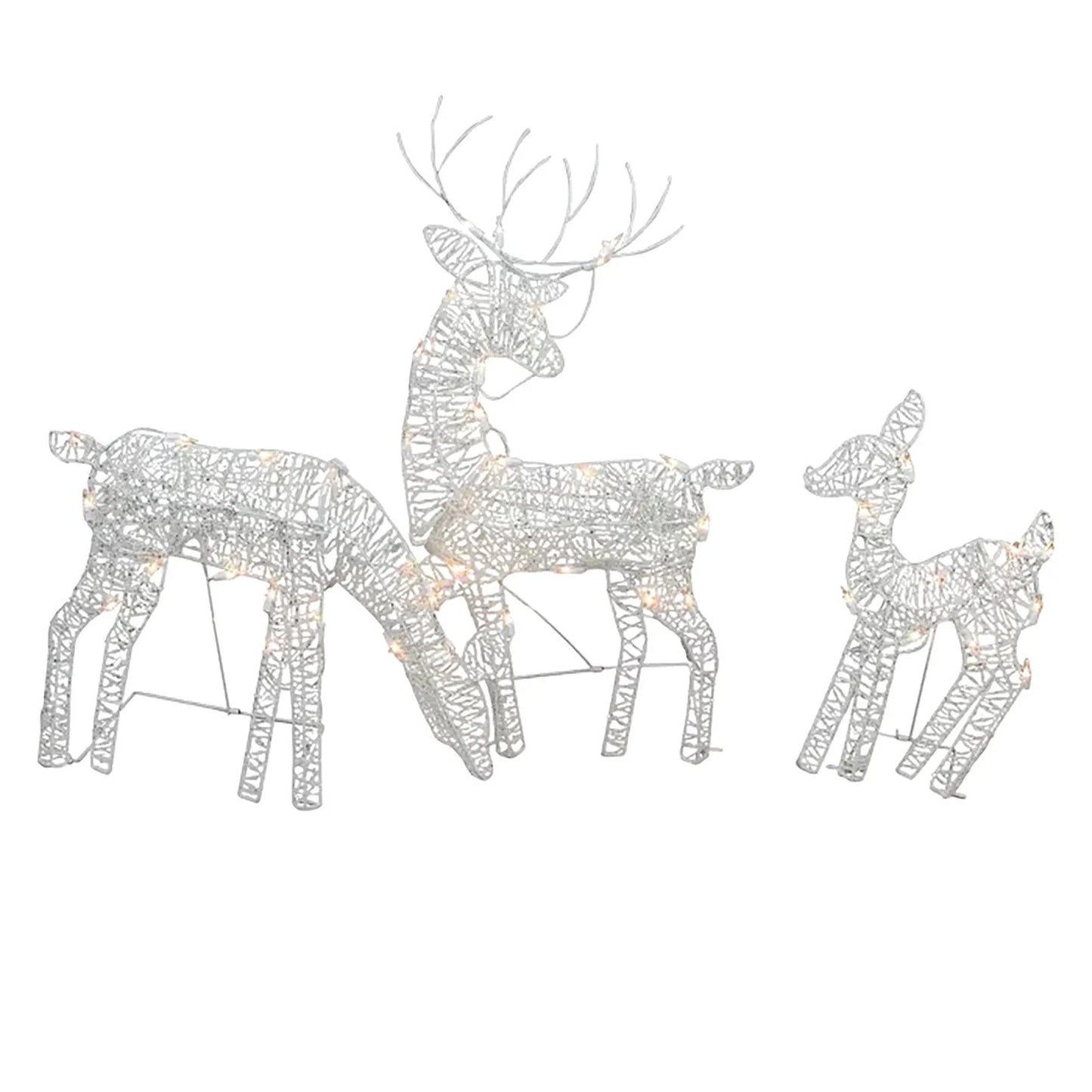 3Pc Lighted Deer Reindeer Family Lighted Deer Christmas Decor With Led Lights Light Up Bucks Doe And Fawn Indoor Or Outdoor Yard