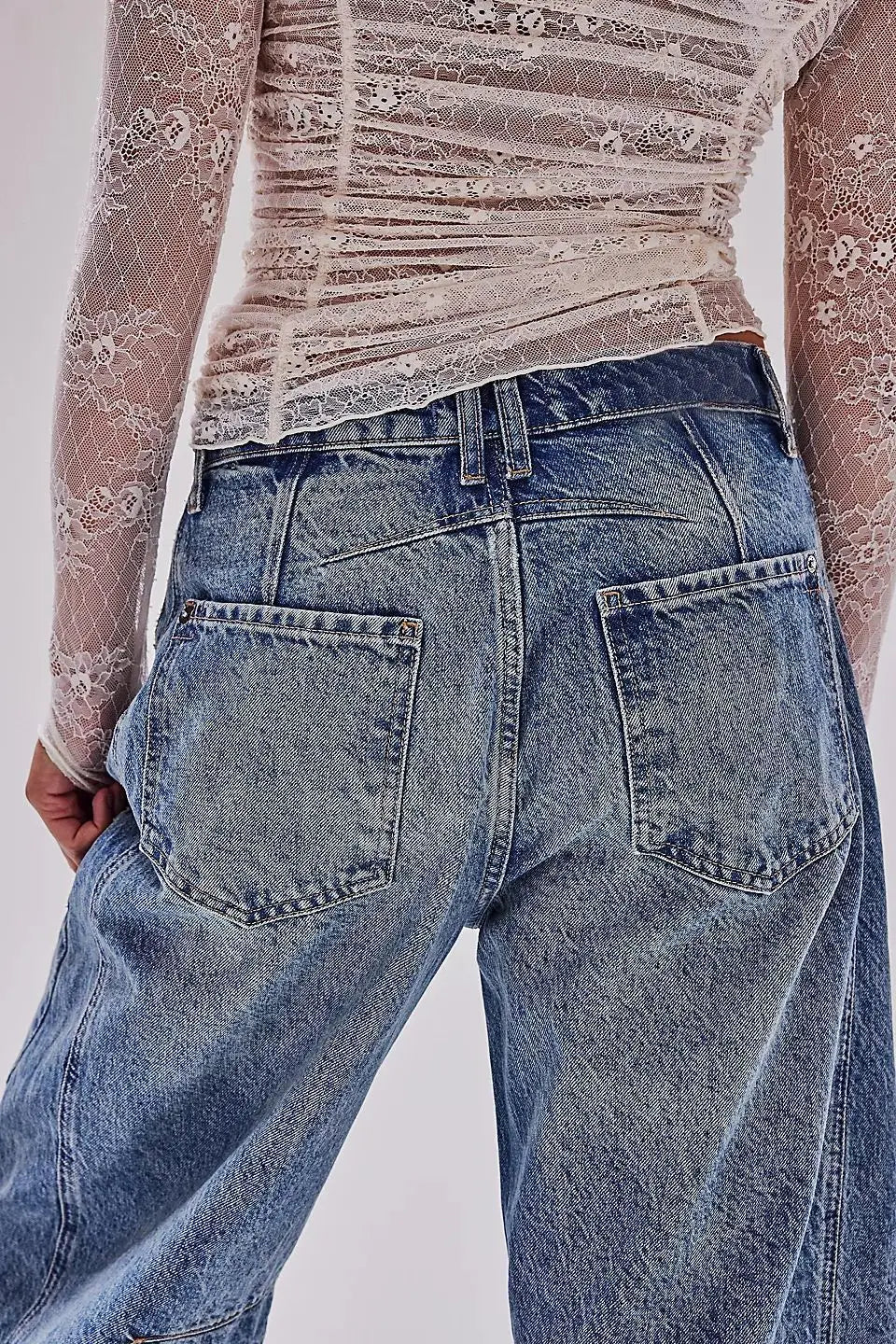Pantalones vaqueros holgados de pierna ancha para mujer, decolorados, de color liso, de cintura alta, a la moda, hasta el tobillo