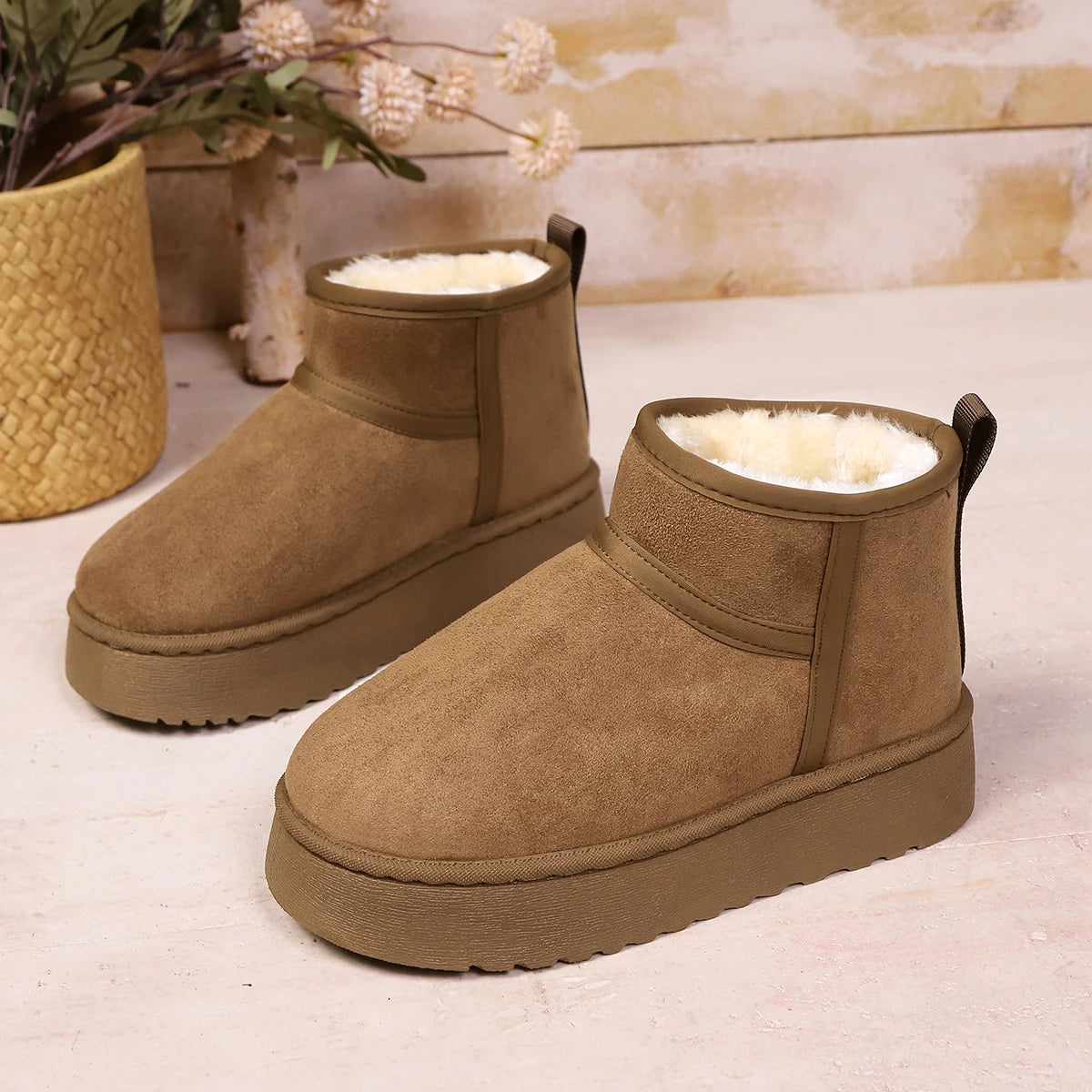Real Sheepskin Wool Low-cut Warm Comfortable Shoes Women Fashion Short Shoes New Winter Warm Boots Fur Ladies Snow Boots