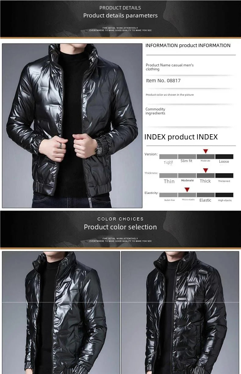 Trendy Men's Cropped Winter Jacket Lightweight Down Cotton Stand Collar Warm Casual Style Korean Version Thickened For Parkas