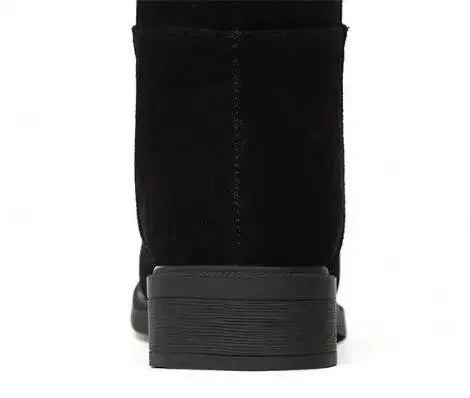 Nuevas botas de nieve cálidas y afelpadas para mujer, informales, planas, combinables, de algodón, a la moda, con cremallera lateral, zapatos de invierno, botas altas hasta el muslo, negras