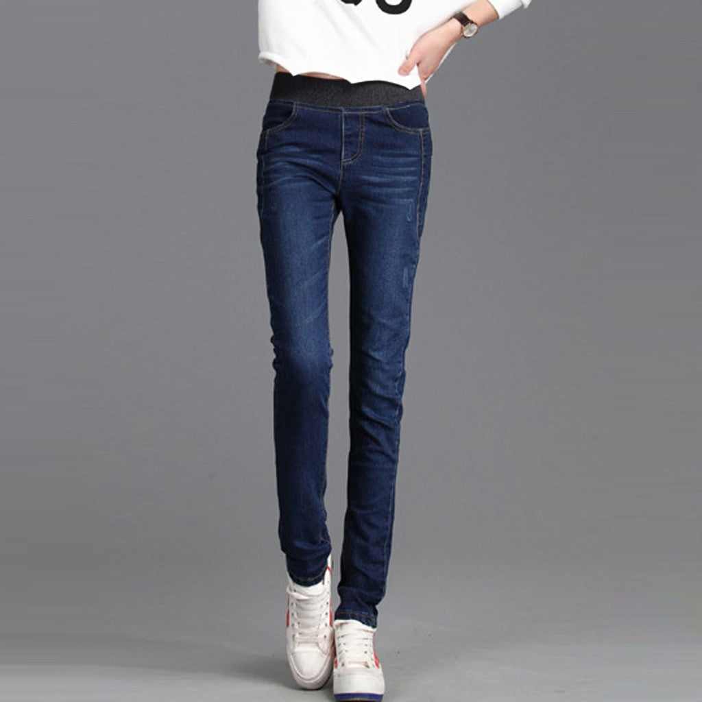 Fashion Pencil Pants Plus Size Women Pants Loose High Waist Casual Jeans Elastic Waist High Waist Vintage Streetwear 청바지