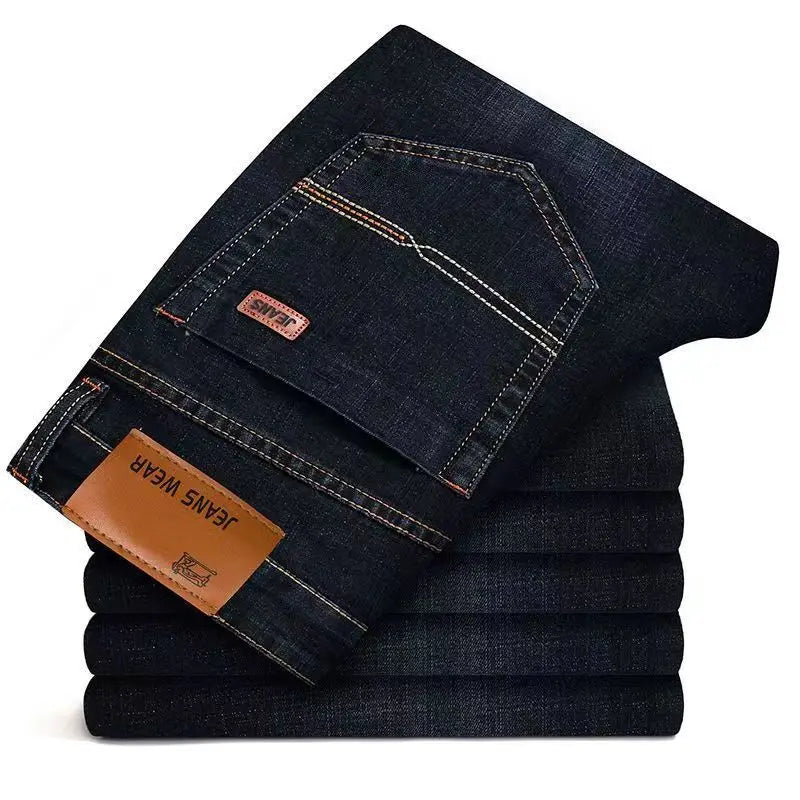 2025 Men Fashion Straight Jeans Men 2025 New Stretch Slim Fit Pants Comfortable Soft Business Denim Trousers Male Brand Clothing