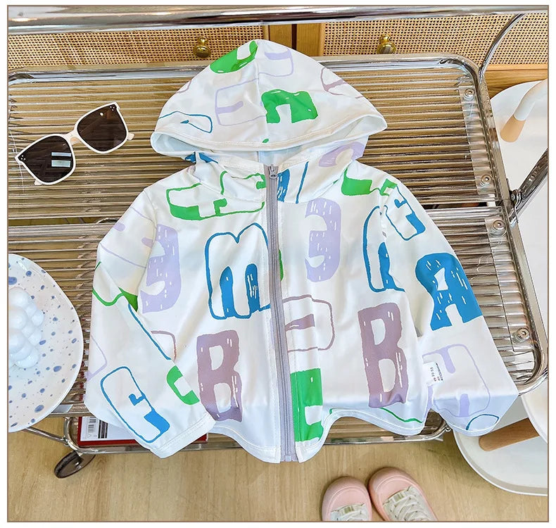0-5TKorean breathable children's clothing hooded casual jacket children's sun protection clothes girls boys outdoor sportswear