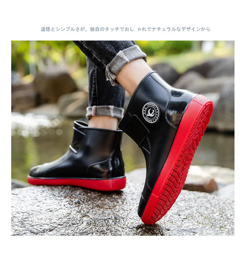 Bottes de pluie pour hommes, imperméables, antidérapantes, semelles en caoutchouc, chaussures de pluie d'extérieur pour la pêche et l'escalade