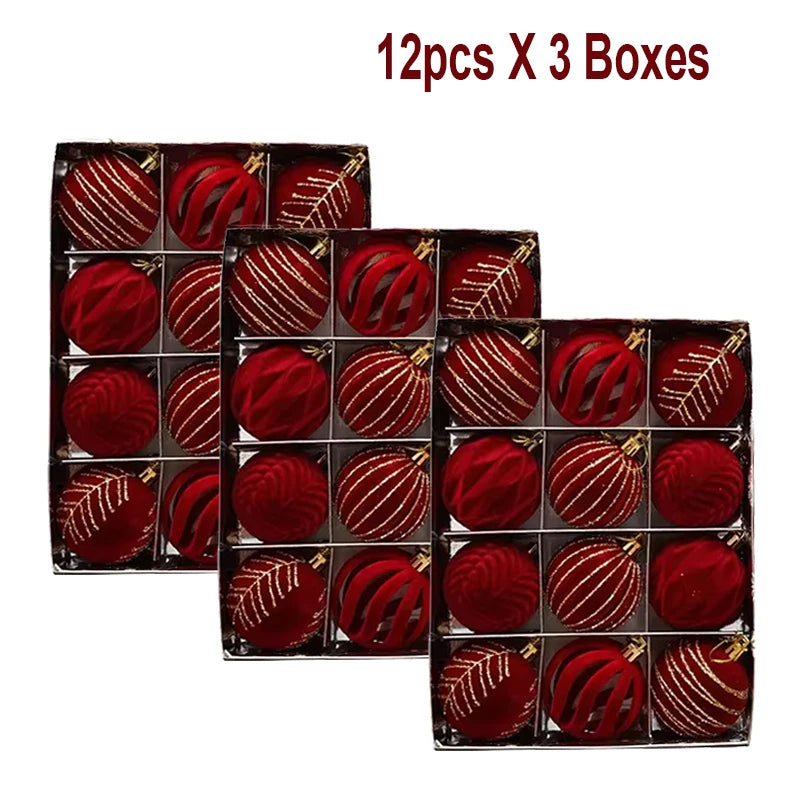 12/16 piezas de adornos navideños de bolas de color rojo vino de 6 cm, con efecto nevado, para árbol de Navidad, fiestas, Año Nuevo, esferas navideñas colgantes.