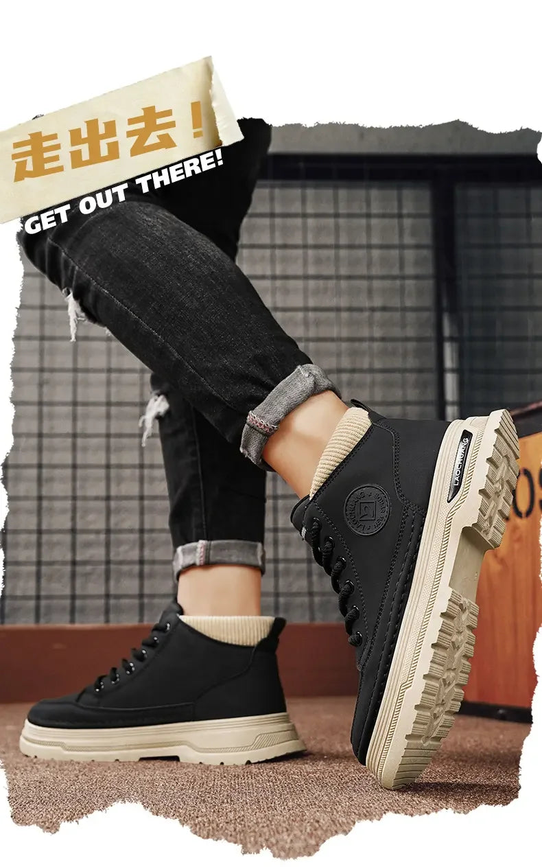 Botas vaqueras para hombre, versátiles, de caña alta, deportivas, informales, para entrenamiento, de moda para exteriores, resistentes al desgaste, para correr, botas de motociclista