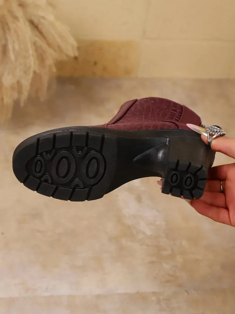 Fashion Ankle Boots for Women Autumn Thick Heel Platform Boots with Zipper Splicing Plus Size Short Women Boots Botas Mujer