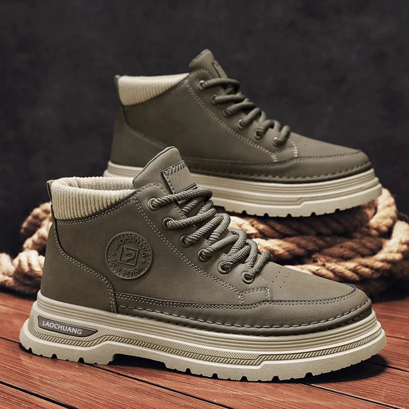 Botas vaqueras para hombre, versátiles, de caña alta, deportivas, informales, para entrenamiento, de moda para exteriores, resistentes al desgaste, para correr, botas de motociclista