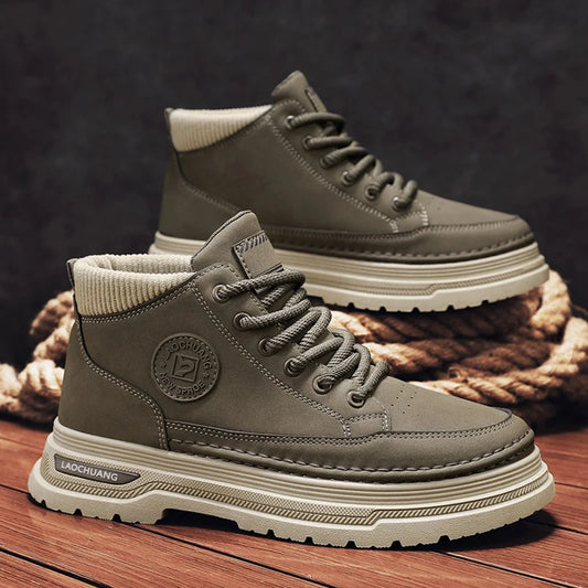 Botas vaqueras para hombre, versátiles, de caña alta, deportivas, informales, para entrenamiento, de moda para exteriores, resistentes al desgaste, para correr, botas de motociclista