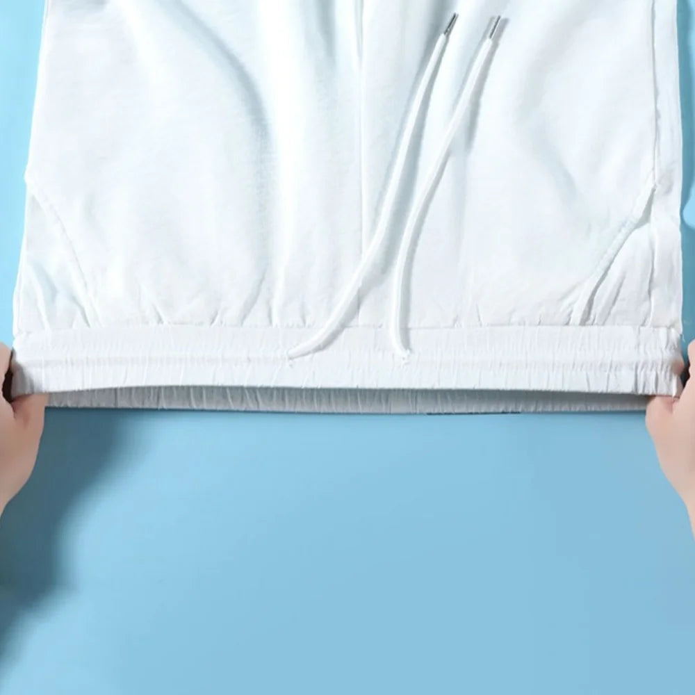 Pantalones casuales rectos y delgados con cordón de malla para mujer