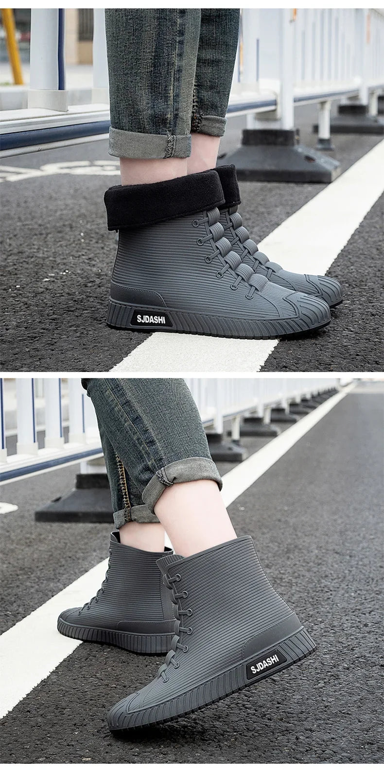 Nuevas botas impermeables de caña corta para hombre y mujer, forradas con forro polar, cálidas, antideslizantes, resistentes al desgaste, ideales para la lluvia y el exterior.